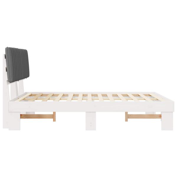 Леглова рамка с тапицирана гръбна част Светлосиво 160 x 200 cm