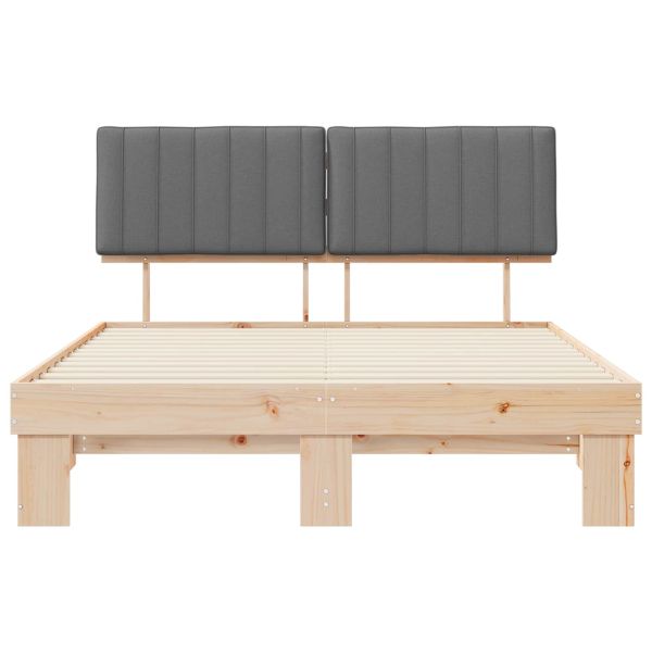 Леглова рамка с тапицирана гръбна част Светлосиво 150 x 200 cm