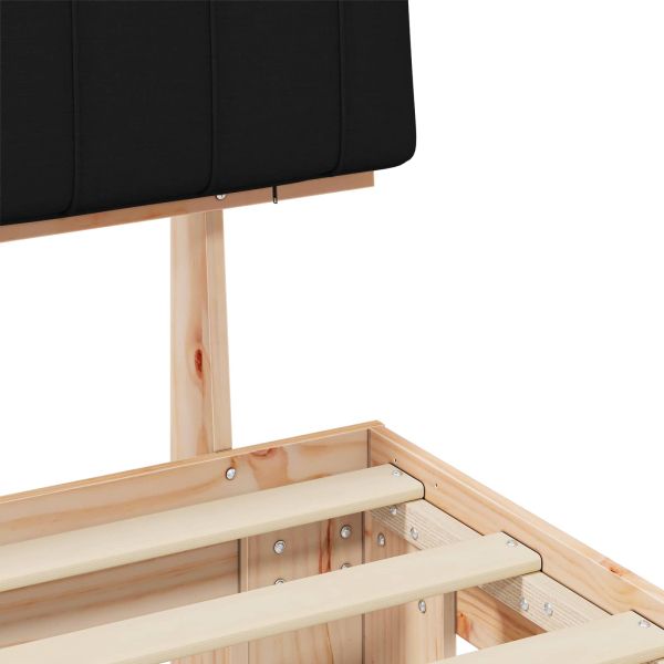 Леглова рамка с тапицирана гръбна част Черно 150 x 200 cm