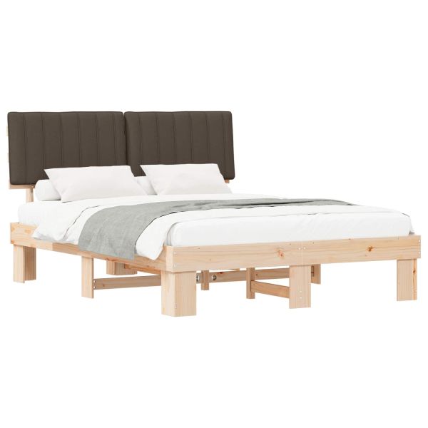 Леглова рамка с тапицирана гръбна част Таупе 150 x 200 cm