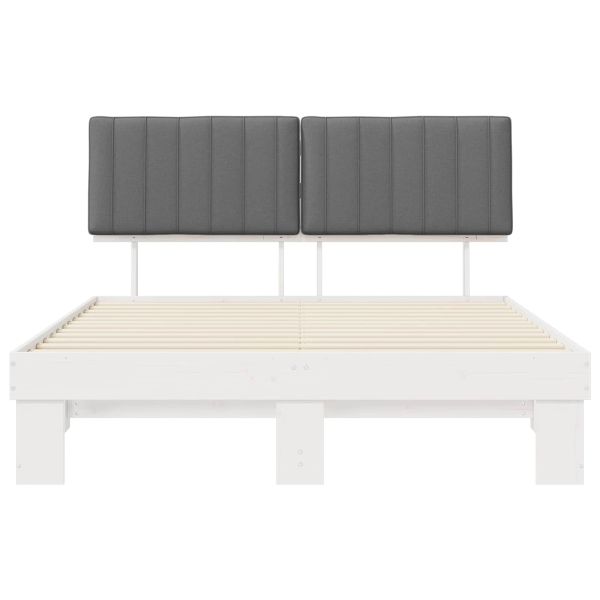 Леглова рамка с тапицирана гръбна част Светлосиво 150 x 200 cm