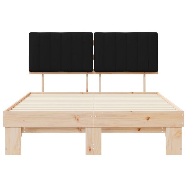 Леглова рамка с тапицирана гръбна част Черно 140 x 200 cm