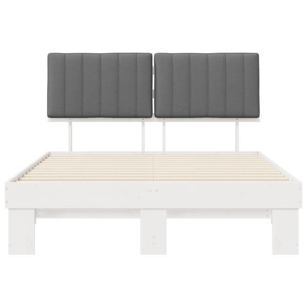 Леглова рамка с тапицирана гръбна част Светлосиво 140 x 200 cm