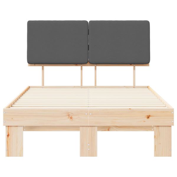 Леглова рамка с тапицирана гръбна част Тъмен сив 120 x 200 cm