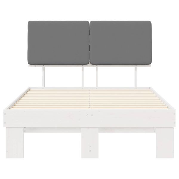 Леглова рамка с тапицирана гръбна част Светлосиво 120 x 200 cm