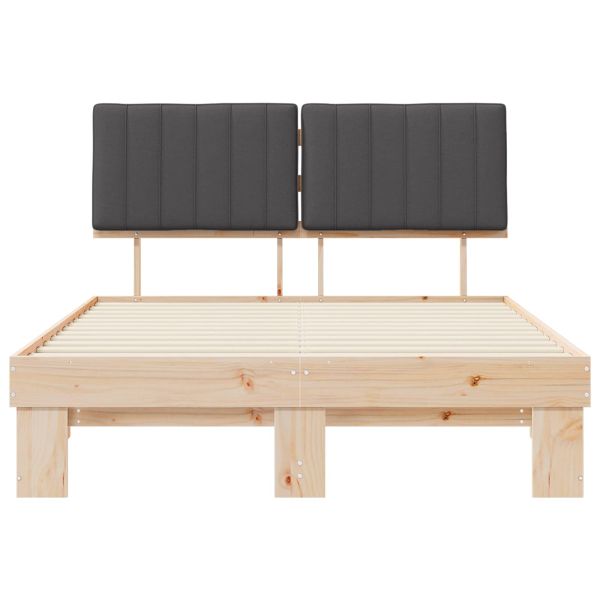 Леглова рамка с тапицирана гръбна част Тъмен сив 140 x 190 cm