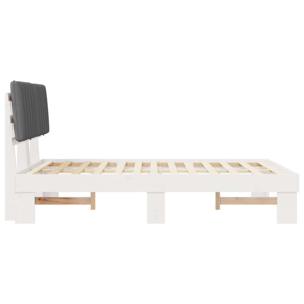 Леглова рамка с тапицирана гръбна част Светлосиво 135 x 190 cm