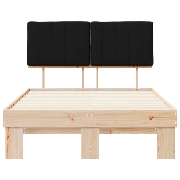 Леглова рамка с тапицирана гръбна част Черно 120 x 190 cm