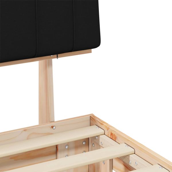 Леглова рамка с тапицирана гръбна част Черно 120 x 190 cm