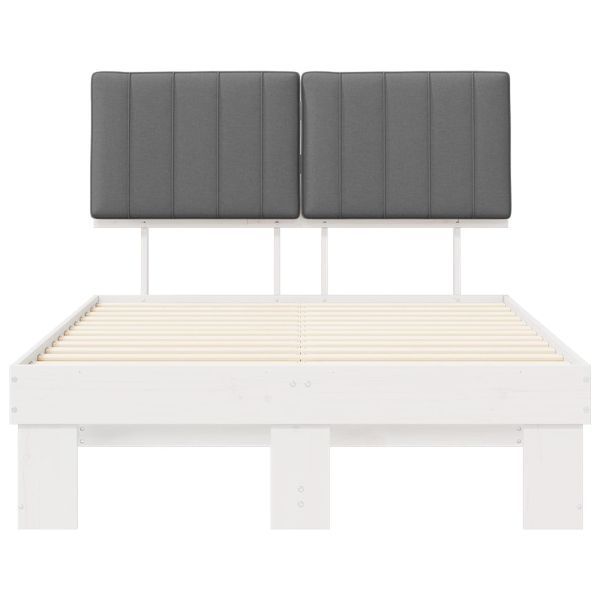 Леглова рамка с тапицирана гръбна част Светлосиво 120 x 190 cm