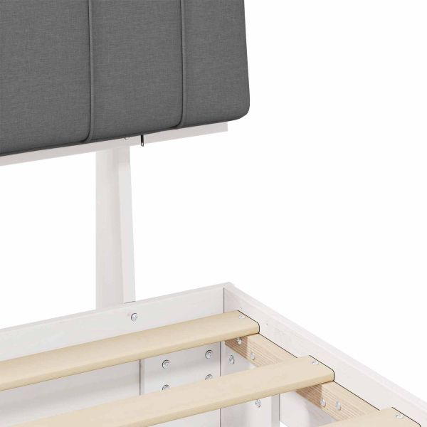 Леглова рамка с тапицирана гръбна част Светлосиво 120 x 190 cm