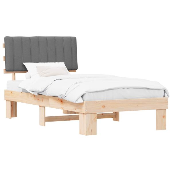 Леглова рамка с тапицирана гръбна част Светлосиво 100 x 200 cm