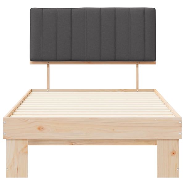 Леглова рамка с тапицирана гръбна част Тъмен сив 100 x 200 cm