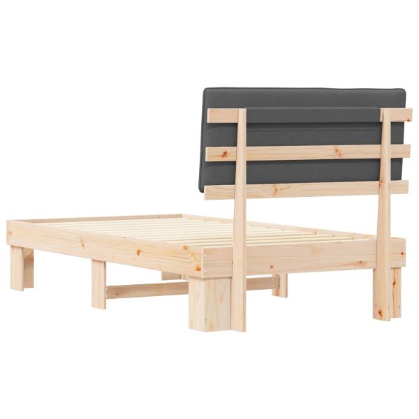 Леглова рамка с тапицирана гръбна част Тъмен сив 100 x 200 cm