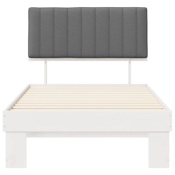 Леглова рамка с тапицирана гръбна част Светлосиво 100 x 200 cm