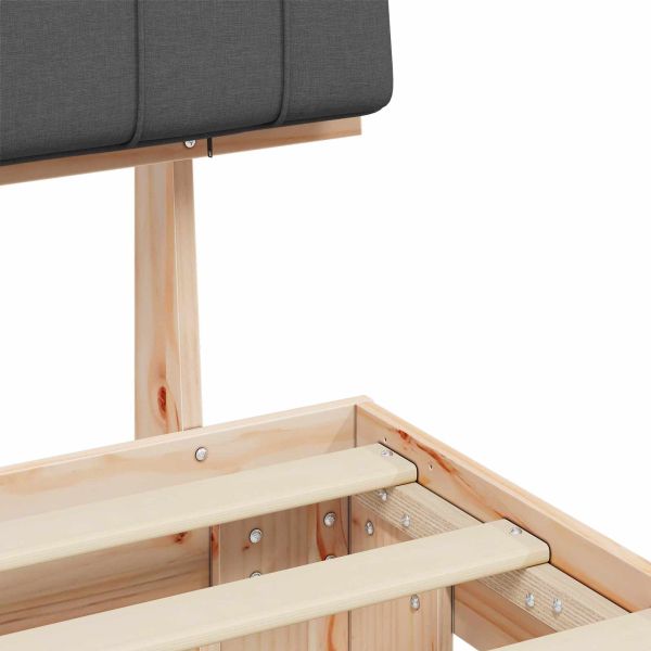 Леглова рамка с тапицирана гръбна част Тъмен сив 90 x 200 cm