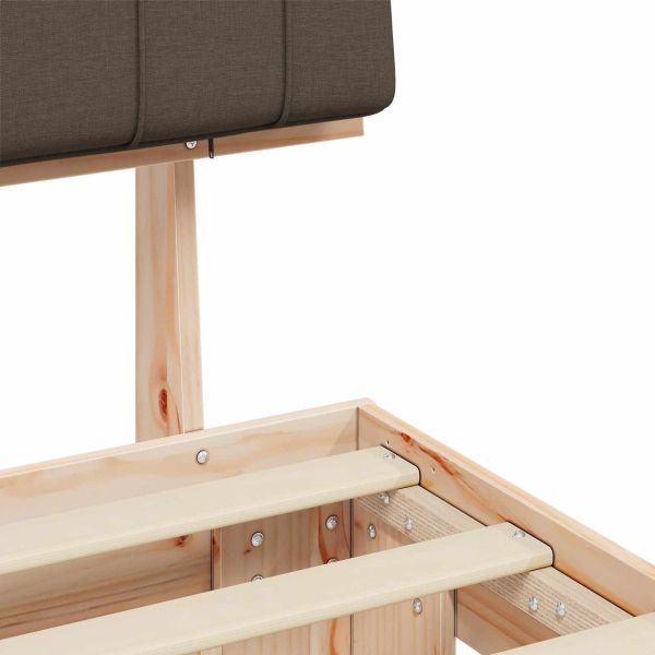 Леглова рамка с тапицирана гръбна част Таупе 90 x 200 cm