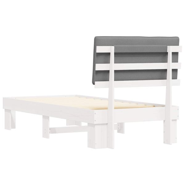 Леглова рамка с тапицирана гръбна част Светлосиво 90 x 200 cm