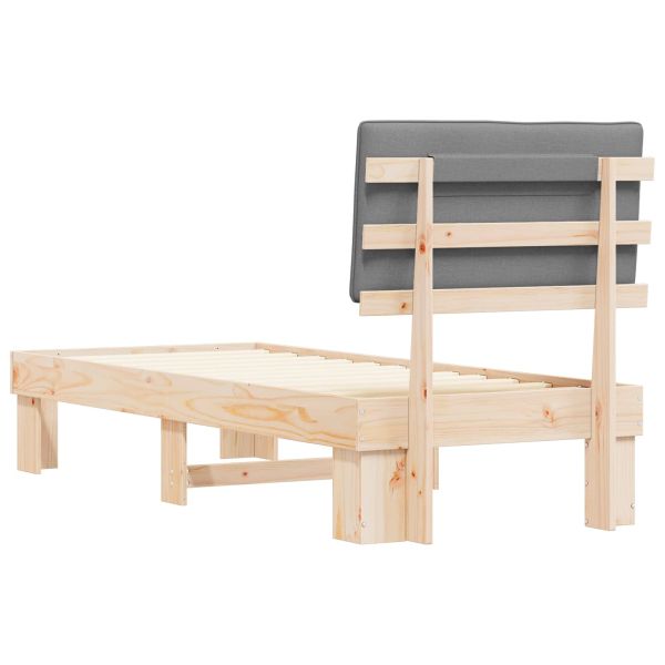 Леглова рамка с тапицирана гръбна част Светлосиво 80 x 200 cm