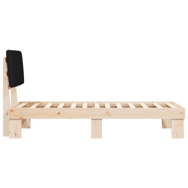 Леглова рамка с тапицирана гръбна част Черно 80 x 200 cm