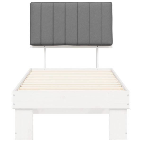 Леглова рамка с тапицирана гръбна част Светлосиво 80 x 200 cm