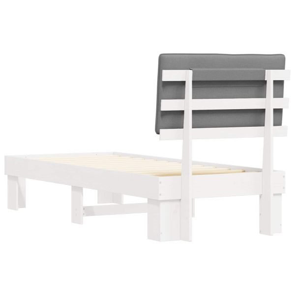 Леглова рамка с тапицирана гръбна част Светлосиво 80 x 200 cm