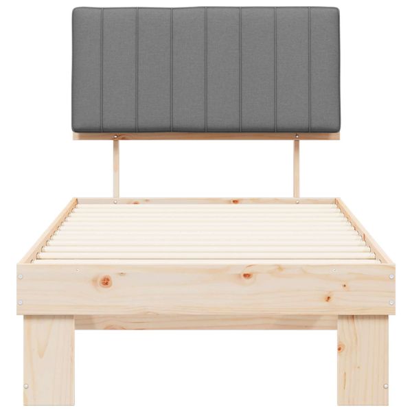 Леглова рамка с тапицирана гръбна част Светлосиво 90 x 190 cm