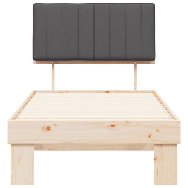 Леглова рамка с тапицирана гръбна част Тъмен сив 90 x 190 cm