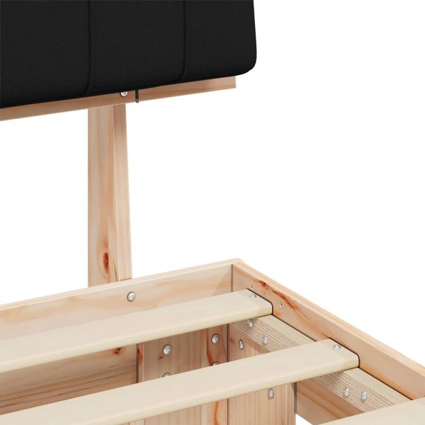 Леглова рамка с тапицирана гръбна част Черно 90 x 190 cm