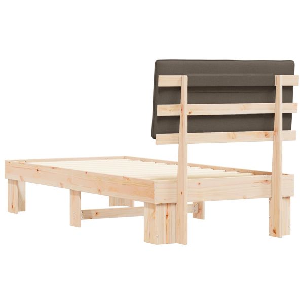 Леглова рамка с тапицирана гръбна част Таупе 90 x 190 cm