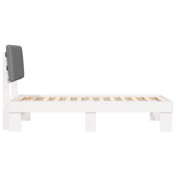 Леглова рамка с тапицирана гръбна част Светлосиво 90 x 190 cm