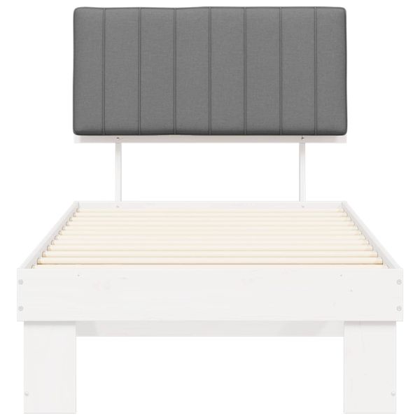 Леглова рамка с тапицирана гръбна част Светлосиво 90 x 190 cm
