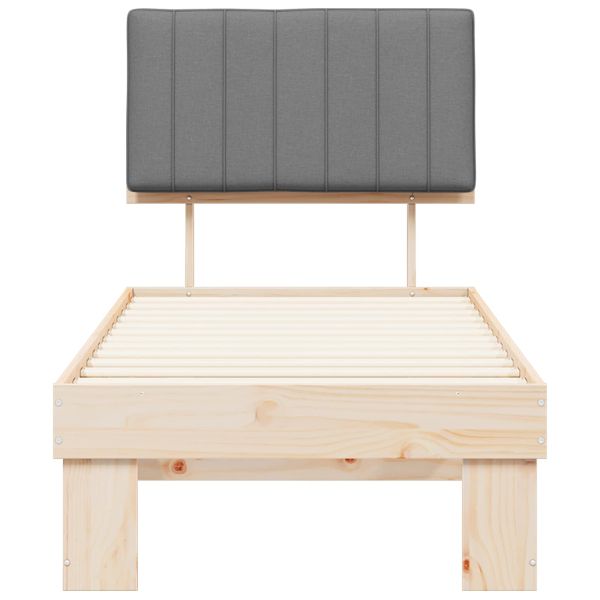 Леглова рамка с тапицирана гръбна част Светлосиво 75 x 190 cm