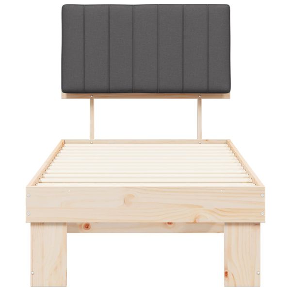 Леглова рамка с тапицирана гръбна част Тъмен сив 75 x 190 cm