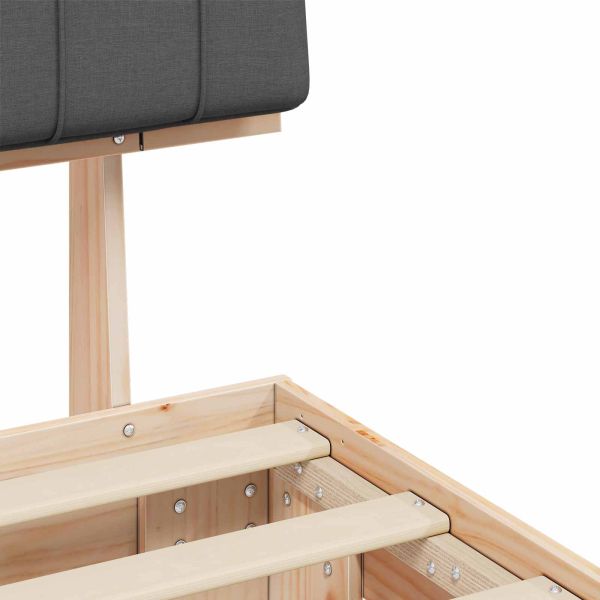 Леглова рамка с тапицирана гръбна част Тъмен сив 75 x 190 cm