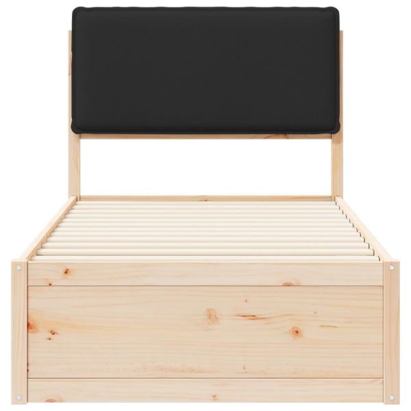 Леглова рамка с тапицирана гръбна част Черно 90 x 200 cm