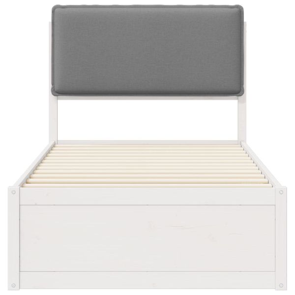 Леглова рамка с тапицирана гръбна част Светлосиво 90 x 200 cm