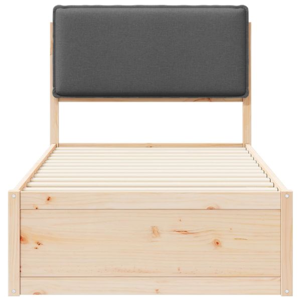 Леглова рамка с тапицирана гръбна част Тъмен сив 80 x 200 cm