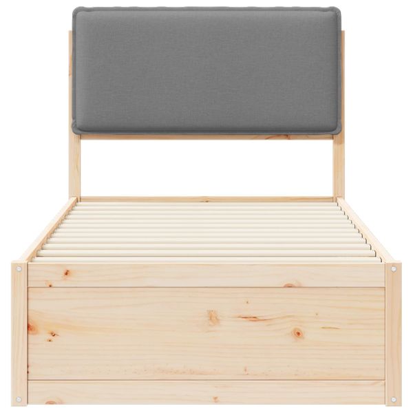 Леглова рамка с тапицирана гръбна част Светлосиво 90 x 190 cm