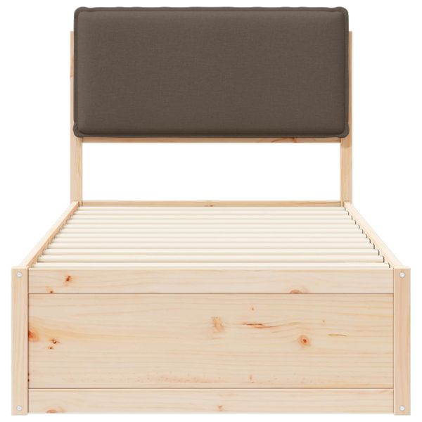 Леглова рамка с тапицирана гръбна част Таупе 90 x 190 cm