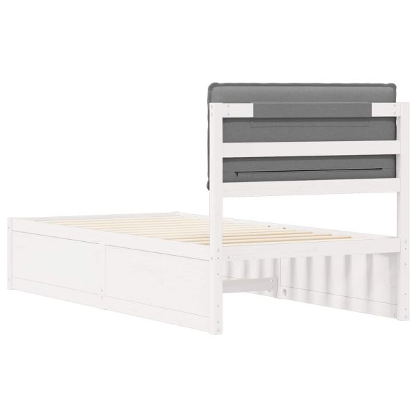 Леглова рамка с тапицирана гръбна част Светлосиво 90 x 190 cm