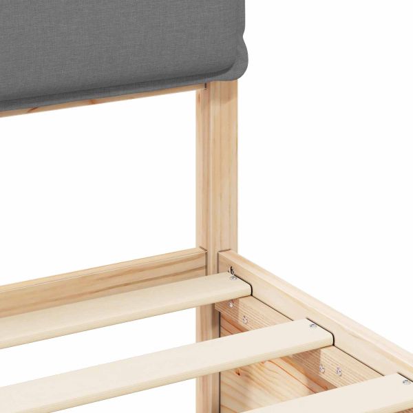 Леглова рамка с тапицирана гръбна част Светлосиво 75 x 190 cm