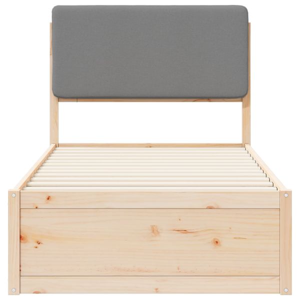 Леглова рамка с тапицирана гръбна част Светлосиво 100 x 200 cm