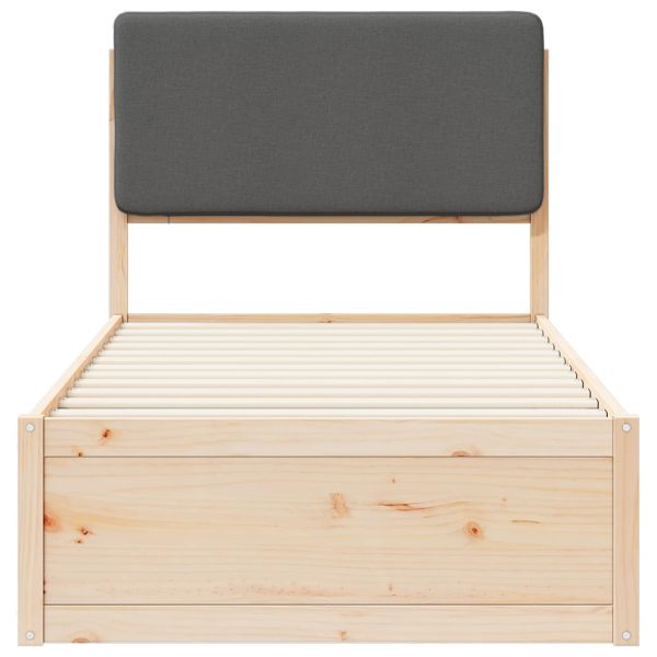 Леглова рамка с тапицирана гръбна част Тъмен сив 100 x 200 cm