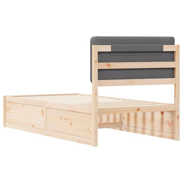 Леглова рамка с тапицирана гръбна част Тъмен сив 100 x 200 cm