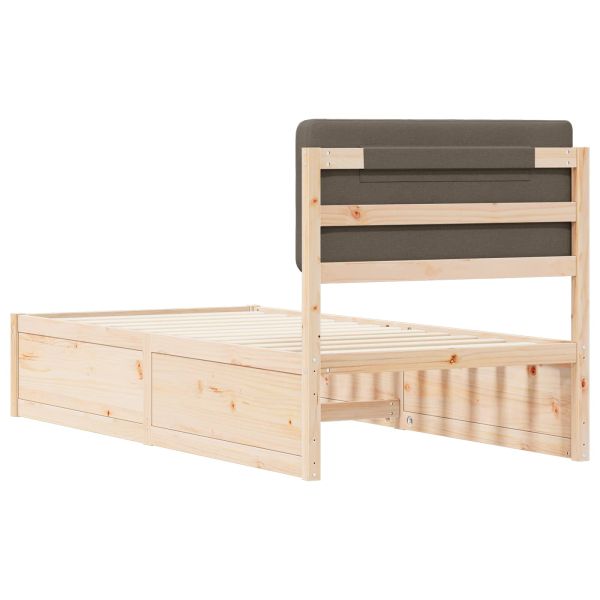 Леглова рамка с тапицирана гръбна част Таупе 100 x 200 cm