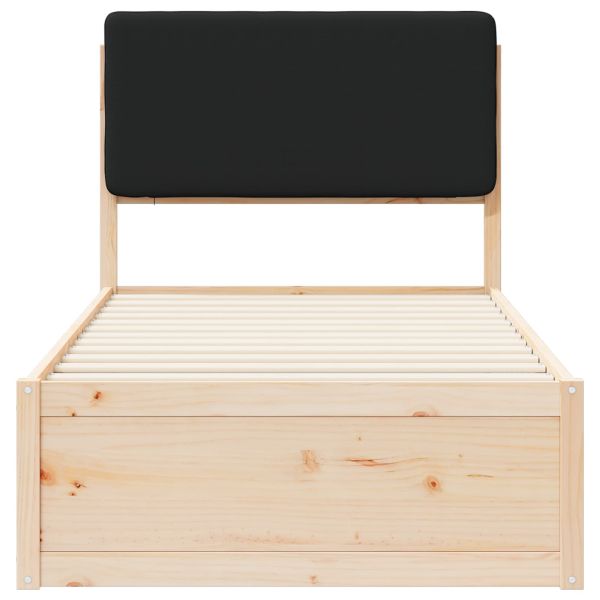 Леглова рамка с тапицирана гръбна част Черно 80 x 200 cm