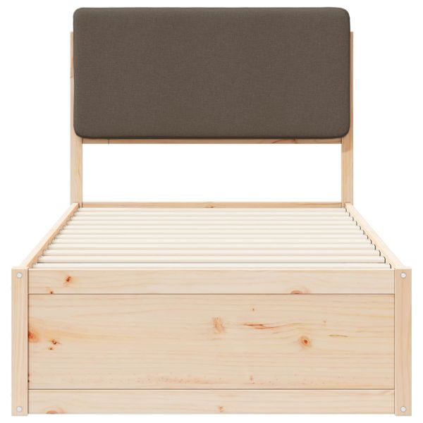 Леглова рамка с тапицирана гръбна част Таупе 90 x 190 cm