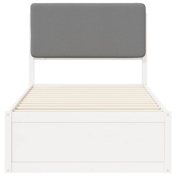 Леглова рамка с тапицирана гръбна част Светлосиво 90 x 190 cm