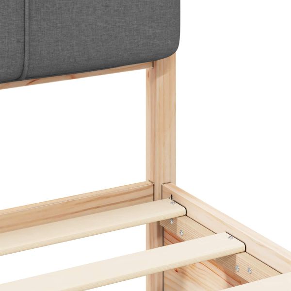 Леглова рамка с тапицирана гръбна част Тъмен сив 100 x 200 cm